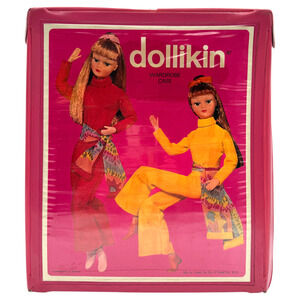 Vintage Dollikin Uneeda Doll Carrying Case Wardrobe Storage Trunk Pink 12" READ